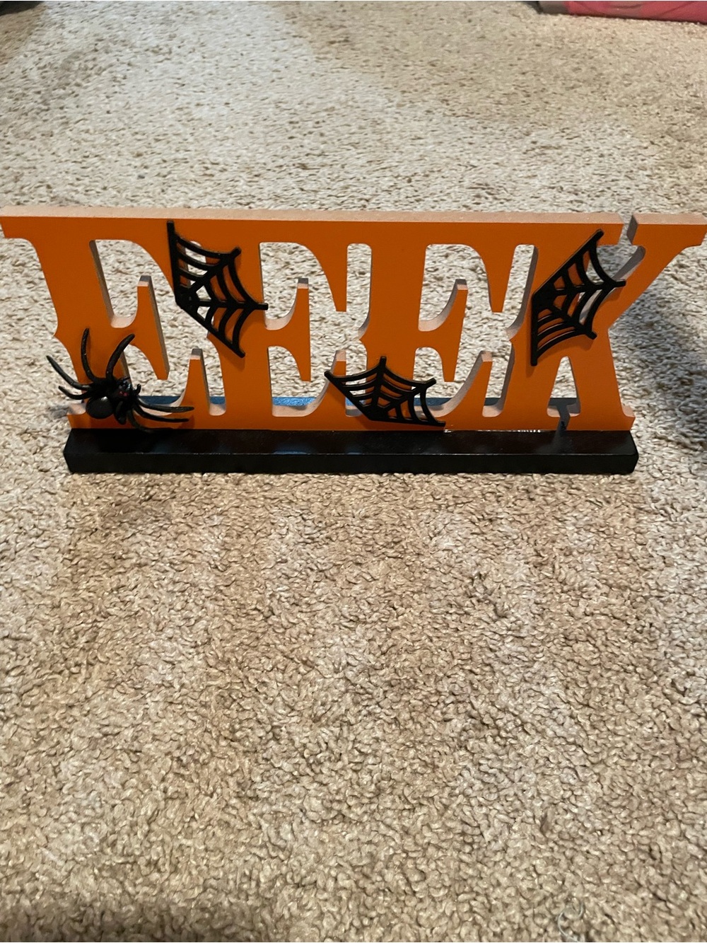Spooky Orange 'EEK' Halloween Table Accent - Black Accents